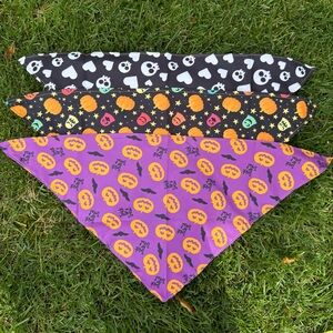 Halloween Themed Dog Bandana Set - Black, Orange, Purple for Large Dog 🐩🐾🦴